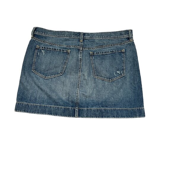 OLD NAVY Distressed Denim Mini Jean Skirt Size 12 Zip Up 5 Pocket Design - Picture 4 of 10